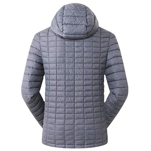 Veste d'hiver coupe-vent pour hommes noire à bulles chauffante 100% Nylon col montant rembourré à capuche réversible imperméable écologique - Product Image 4