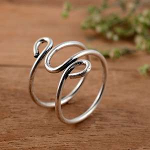 SHYAM JEWELRS Anillo de Plata de Ley 925 Hecho a Mano, Chapado en Plata, para Artritis, Diseño Curvo Pulido de Lujo, Ajustable - Product Image 3