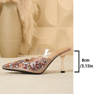 Mules Glamurosos con Punta en Pico y Cristales Multicolores, Tacones Elegantes para Mujer, Ideales para Ocasiones Especiales - Product Image 6