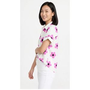 Chemise en rayonne pour femme à manches courtes, col ouvert, imprimé floral, coupe décontractée, boutonnée et longueur standard - Product Image 3