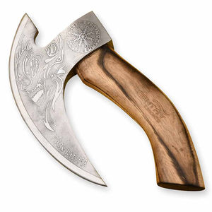 SHORT SIGN Hacha de Pizza Tomahawk Personalizada Hecha a Mano de Acero con Alto Contenido de Carbono, Mango de Madera de Fresno, Funda de Cuero Fino, Cortador de Pizza - Product Image 3