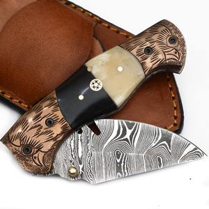 Couteau de poche pliant EDC artisanal en acier Damas de haute qualité – Offre spéciale – Couteau pliant d'extérieur en acier Damas - Product Image 3