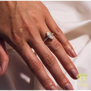 Bague en argent sterling 925 avec diamant moissanite taille marquise et pierre brillante, bijou de fiançailles élégant et luxueux pour femme - Product Image 5