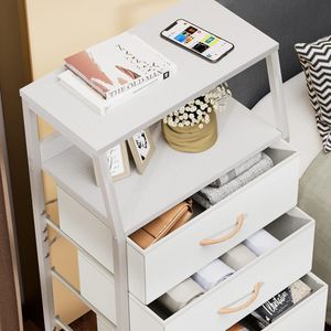 White Vertical <b>Storage</b> Tower 4-Drawers Dresser for Bedroom and Hallway <b>Clothes</b> Organiser - Product Image 5