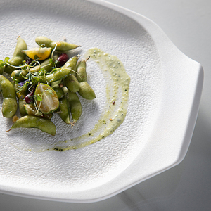 Plato Cuadrado Negro de Cerámica con Diseño de Roca para Servir Filetes y Salsas en Restaurantes Modernos, <span class=keywords><strong>Vajilla</strong></span> con Plato para Salsas, Venta al por Mayor - Product Image 6
