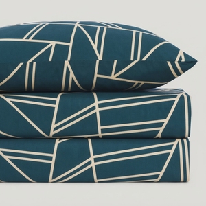 Turkish Teal Bedsheet and 2 <b>pillow</b> in Set Modern Geometric Printed Cotton Flat Sheet 150 Tc - Product Image 2
