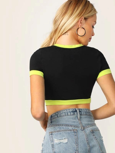 Women's Black Regular Tank <b>Top</b> <b>White</b> Trim Collarless Sleeveless Knitted Solid Casual Breathable Streetwear Spring Summer Wear - Product Image 2