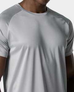 T-shirt pour homme en argent uni, col rond, coupe classique, manches courtes, vêtements de sport, 100% polyester, 220 grammes, anti-transpiration - Product Image 3