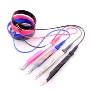 Nouveautés - Pinces professionnelles pour extensions de cils - Pointe pointue - Poignée diamantée - Acier inoxydable - Pointe en fibre pour extensions de cils - Product Image 4