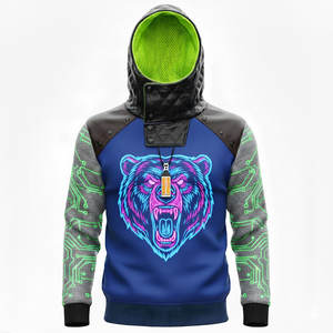 Sweat à capuche néon futuriste pour homme, motif circuit imprimé sur les manches, imprimé numérique vibrant, coupe athlétique avec cordon de serrage - Product Image 5