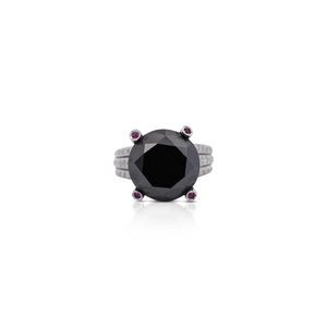 Modern <b>Black</b> Onyx Gemstone <b>Ring</b> Stainless Steel Prong Setting Round Cut Unisex Engagement Jewelry Geometric Style - Product Image 4