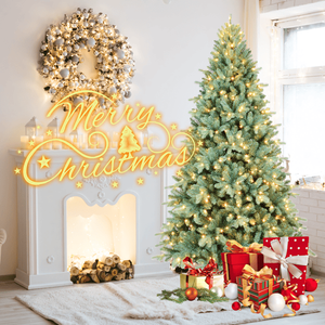 Albero di Natale Artificiale Blu-Verde da 2,1 m con Luci LED Bianco Caldo, Filo Memory e Filo in Ferro, 1845 Rami Misti in PE/PVC, Dimensioni 300 cm - Product Image 5