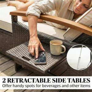 Beige Outdoor <b>Sofa</b> <b>Bed</b> Terrace and Patio Lounge Chair Practical <b>Storage</b> Solution - Product Image 4