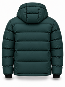 Chaqueta Acolchada con Capucha para Hombre, Color Verde Oscuro, Cálida, Impermeable, de Secado Rápido, Resistente al Viento, Informal, con Cierre Frontal, Relleno de Poliéster, Corte Regular - Product Image 2