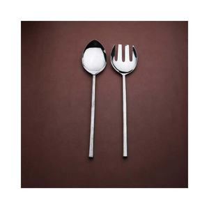 Silver <b>Bamboo</b> Design Handle Serving Spoon Set Metal <b>Mirror</b> Polished Decorative Salad Servers Luxury Design Salad Spoon - Product Image 6