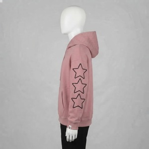 เสื้อแจ็คเก็ตฮู้ดซิปเต็มตัวลายกราฟิกแบบกำหนดเอง พร้อมลายปักดาวที่แขนเสื้อ พิมพ์ตัวเลข ตกแต่งด้วยหมุด ฮู้ดแบบสบายๆ สไตล์สตรีทแวร์ - Product Image 3