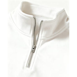 Men's Women's Plain Grey Half Zip Sweatshirt Oversized <b>Mock</b> <b>Neck</b> Cotton Custom Streetwear Pullover <b>Top</b> - Product Image 4