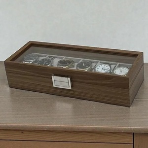 Luxury Wooden Watch Box for 6 Watches Hanging Tabletop Options Modern Watch Organizer Glass Display <b>Top</b> Eco-Friendly Durable - Product Image 1