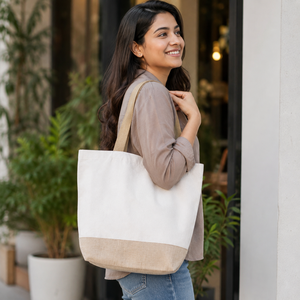 Sac fourre-tout de plage en toile naturelle et jute laminée 45x37x18cm, logo personnalisé, pour centres de villégiature, shopping, vente en gros, OEM, fabricant de marques privées - Product Image 6