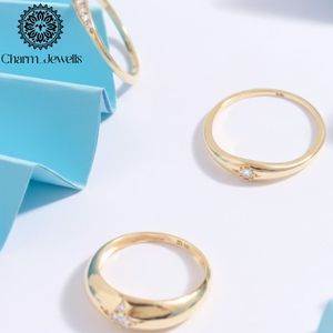 แหวนหมั้นทรงดาวประดับเพชรโมอิสซาไนต์ทองคำแท้ 18K จาก Charm_Jewells ทรงกลมเจียระไนแบบบริลเลียนท์ ตัวเรือนแบบหนามเตย สไตล์คลาสสิกสำหรับผู้หญิง - Product Image 2