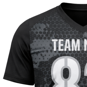 เสื้อเจอร์ซีย์ฟุตบอลลายพรางแบบซับลิเมชั่น คอวี ระบายอากาศได้ดี ผลิตจากโพลีเอสเตอร์ สำหรับทีม  รับผลิตแบบ OEM ODM ขายส่งจำนวนมาก - Product Image 4