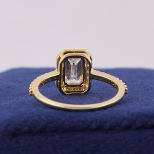 Engagement <b>Ring</b> Emerald Cut <b>Diamond</b> Women's Yellow Gold Pave Setting Luxury Style - Product Image 6