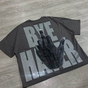 Camiseta de Verano para Hombre, Personalizada con Serigrafía, Hombros Caídos, Corte Holgado, Color Gris Desgastado, Estilo Vintage, 100% Algodón, con Pantalones Cortos - Product Image 1
