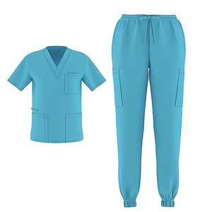 Unisex Classic White Cotton <b>Scrub</b> <b>Sets</b> with Jersey Fabric Needle Detection Professional Medical Nurse Uniform for Hospital Use - Product Image 3