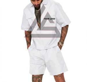 Conjunto Deportivo de Algodón Ecológico Personalizado, Talla Grande, Ligero, Cómodo, Corte Regular, Transpirable, Cuello Camisero, Conjunto Corto para Hombre - Product Image 4