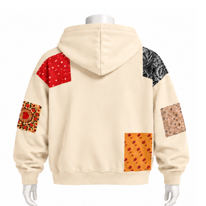 Sweat-shirt à capuche oversize zippé Karem Winter, éco-responsable, patchwork, imprimé, style streetwear décontracté pour homme - Product Image 2
