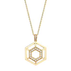 Collar con Colgante Hexagonal, Chapado en Oro de 18K, Diamante, Cadena Minimalista, Joyería Unisex - Product Image 1