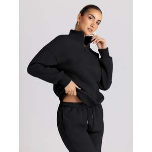 Trendy Queen Womens 2 pièces tenues manches longues demi-fermeture éclair sweats et au-dessus du genou polaire Joggers disponibles dans les tailles XL et 4XL - Product Image 2