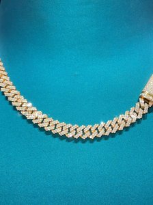 สร้อยคิวบาแบบ Iced Out ประดับเพชรโมอิสซาไนต์ทรงกลม VVS ชุบโรเดียม สำหรับผู้ชายและผู้หญิง สวมใส่ได้ทุกวัน หรูหรา - Product Image 3