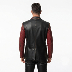 Men Fashion <b>Leather</b> <b>Blazer</b> with Button Men Pockets <b>Leather</b> <b>Blazer</b> <b>Jacket</b> Mens <b>Leather</b> Office Wear <b>Blazer</b> Coat - Product Image 2
