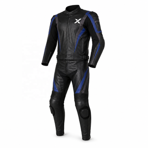 X Standard Two-Piece Leather Motorcycle <b>Suit</b> | Black <b>Red</b> Gray | X Logo | OEM ODM Manufacturer | Premium Design | Racing Wear - Product Image 1