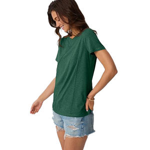 Camisetas de Mujer de Tela Ligera, Cuello Redondo, Mezcla de Algodón, Estilo Urbano, Verano, Colores y Tallas Personalizables, Venta al Por Mayor - Product Image 2