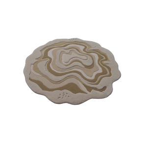 Tapis moderne en laine tuftée à la main, épais et rembourré, motif abstrait, design carte topographique beige et marron neutre, tapis 3D doux - Product Image 6