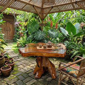 Solid Teak Root Dhifa Pedestal <b>Coffee</b> <b>Table</b> <b>Rustic</b> Organic Design Premium Quality Single Center Base Living Room Accent - Product Image 6
