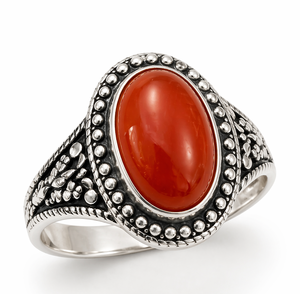 Bague en argent sterling 925 avec pierre de cornaline |   Cadeau artisanal avec pierre de naissance |   Bague bohème pour femme en pierres précieuses naturelles - Product Image 1
