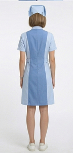 Robe de travail à manches courtes pour femmes, robe de travail pour infirmières, médecins |   Robe de travail monopièce à col chemise - Product Image 2