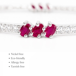 Brazalete Clásico de Plata 925 con Circonitas Rosas y Diseño de Flor con Engaste de Garras, Joyería para Uso Diario de Mujer - Product Image 3