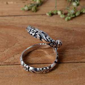 SHYAM JEWELERS Luxury <b>Adjustable</b> 925 <b>Silver</b> Flower Patterned Splint <b>Ring</b> for Hypermobility & Knuckle Support Unisex - Product Image 3