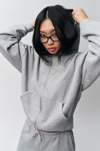 Women's 400gsm Cotton Fleece <b>Tracksuit</b>, Oversized Blank Hoodie and Sweatpants Set, Grey color women's <b>tracksuit</b> Private label - Product Image 5
