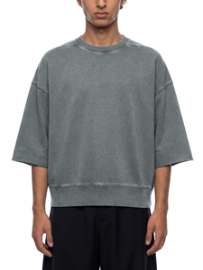 Sudadera Personalizada Extra Grande de Manga Corta y Cuello Redondo para Hombre, Estilo Vintage Lavado, Felpa Francesa, Algodón Grueso, Tallas Grandes - Product Image 3