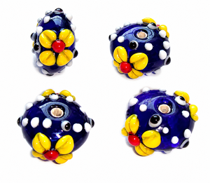 Kit de Bricolaje con Cuentas de Vidrio de Flores Decorativas, Materiales de Cristal en Colores Negro, Azul y Blanco, Cuentas Redondas de 18 mm para Joyería, Manualidades y Decoración de Cortinas - Product Image 1
