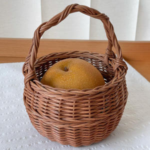 Cesta organizadora de frutas para almacenamiento en la cocina, piezas decorativas estilo boho, cestas de flores de ratán de buena calidad - Product Image 6