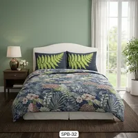 Ensemble de draps de lit 7D bleu ciel élégant et moderne, fabriqué en microfibre 125 GSM, écologique et durable pour une utilisation en chambre toute l'année