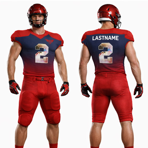 ชุดยูนิฟอร์มอเมริกันฟุตบอลแบบกำหนดเอง สีแดงกรมท่าไล่เฉด ชุดเสื้อเจอร์ซีย์แบบซับลิเมชั่น ชุดฝึกซ้อมรักบี้พร้อมชื่อทีมและหมายเลขส่วนตัว - Product Image 1