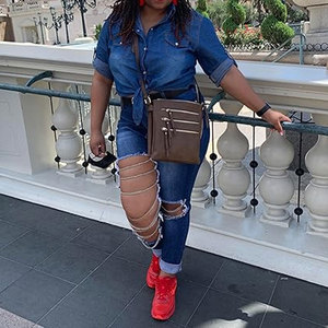 <b>Women's</b> 3/4 Sleeve Modern Denim Crop Top Tie Knot Shirt Cardigan Stylish Casual <b>Lightweight</b> Trendy <b>Women</b> Denim <b>Jacket</b> - Product Image 3