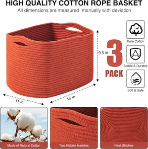 Modern Eco-Friendly Storage <b>Baskets</b> for Organizing <b>Shelves</b> Woven Cotton Rope Bins for Drink/Food Storage - Product Image 2